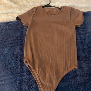 brown ribbed body suit